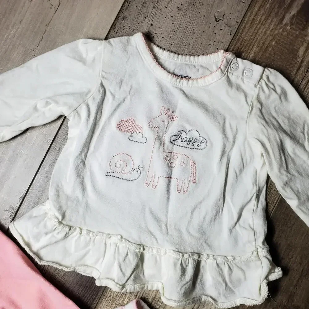 Carter's Baby Girl 3-6 Month Pink and White Clothing Bundle 100% Cotton